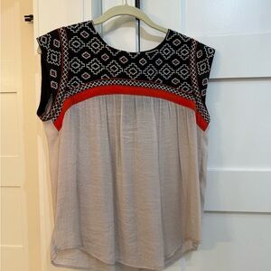 THML Black and Red Geometric Women's Top